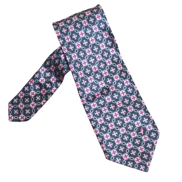 Knots for Hope  Silk Pink Floral Tie Komen for the Cure Breast Cancer Awareness - Picture 1 of 6